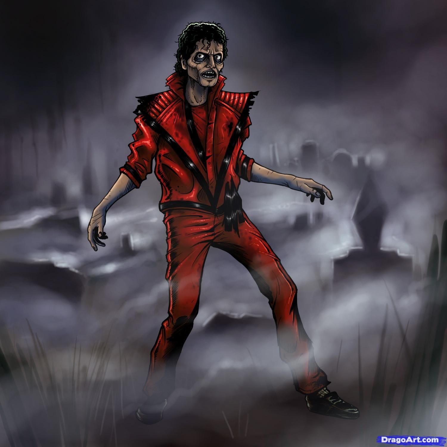 How To Draw Michael Jackson Thriller, Thriller Michael Jackson, Step by Step, Drawing Guide, by KingTutorial